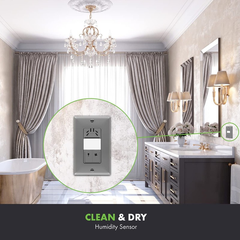 TOPGREENER Humidity Sensor Switch, Dual Tech Humidity PIR Motion Sensor