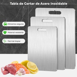 CXJYSD Tabla De Cortar De Cocina,Tabla De Cortar Acero Inoxidable,Tablas De Cortar De Acero Inoxidable De Grado Alimenticio Con Asa,Utensilios De Cocina Bandeja