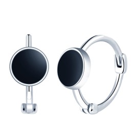 Yumilok Women's Hoop Earrings Silver 925 Sterling Silver Epoxy Pentagram Star Stud Earrings Piercing Children's Jewellery for Girls, Silver