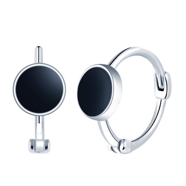 Yumilok Women's Hoop Earrings Silver 925 Sterling Silver Epoxy Pentagram