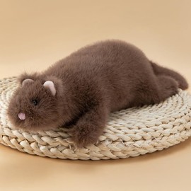 RLOMUTE Snow Ferret Plush Toy, Realistic Stuffed Toy, Soft Toy, Mink Cuddly for Party Favours, Bedroom, Home Decoration, Collector's Gift for Children, Boys, Girls, 19.6 Inches, Brown