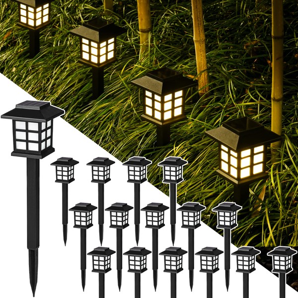 GIGALUMI Solar Outdoor Lights,16 Pack LED Solar Lights Outdoor Waterproof, Solar Walkway Lights Maintain 10 Hours of Lighting for Your Garden, Landscape, Path, Yard, Patio, Driveway
