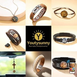 Youtysunny "Touch-to-Heal" Bible Verse Mood Collection | 7 SPU | 42 Sku | Bracelets, Necklaces & Car Charms for Instant Calm:_Brown Cross/YSBLLM03C1