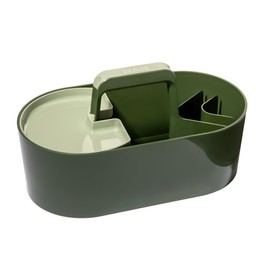 HAN Toolbox Loft Plastic Basket with Handle, 4 Compartments Desk Basket, Cleaning Basket, Craft Basket, Storage for Utensils, Green, 1200-40