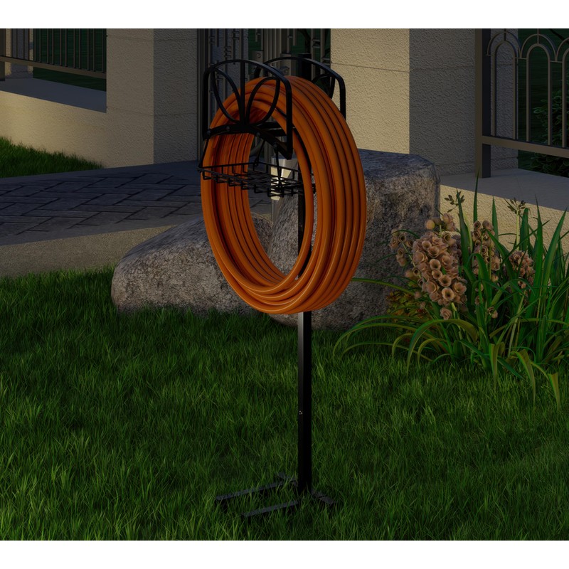 Fire Beauty Garden Hose Holder with Storage Basket,Heavy-Duty,80+ lb Capacity,Rust-Proof