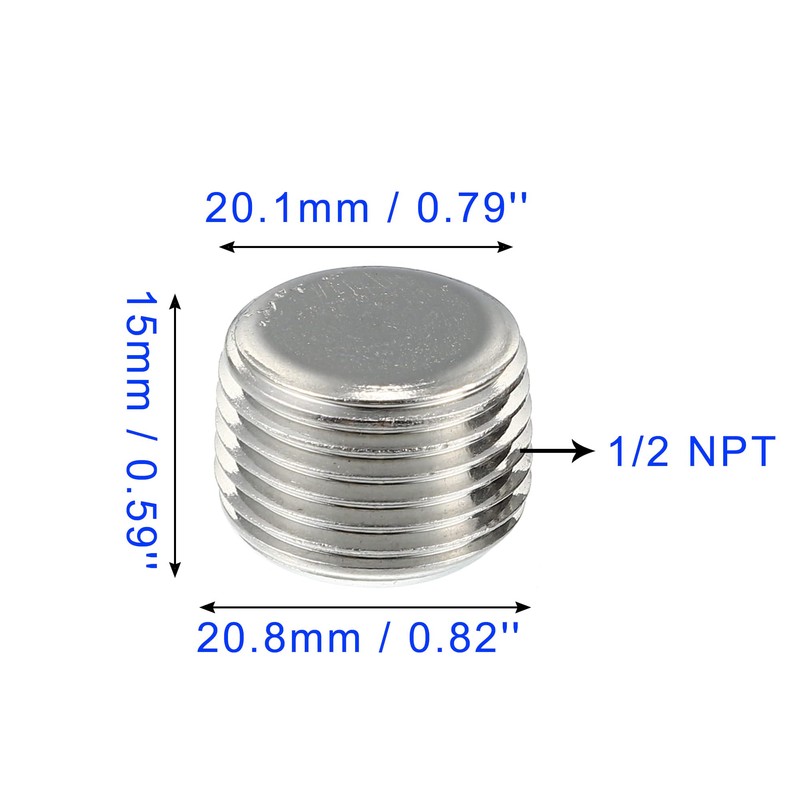 2 pieces 1/2 inch NPT stainless steel hexagon socket countersunk