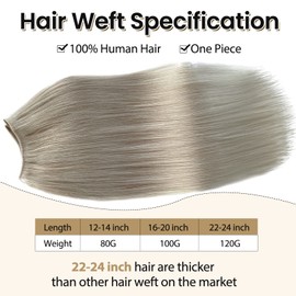 Benafee Sew in Weft Hair Extensions Human 16 Inch Ice White Real Double Wefts Hand Tied Bundles