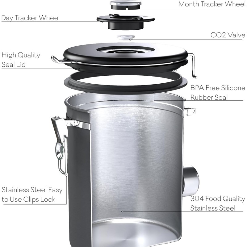 CafetastiQ Coffee Canister – Airtight Stainless Steel Storage Container with