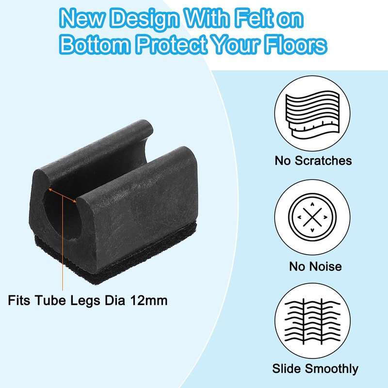 PATIKIL 12 Pcs Rectangular U Shaped Chair Leg Caps with