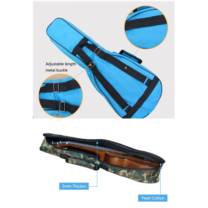 Waterproof Durable Colorful Ukulele Cotton Case Bag with Storage (21in,