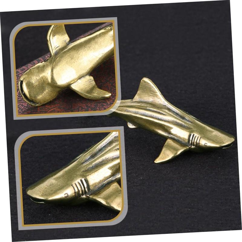Ciieeo 3pcs Brass Craft Shark Decor Shark Shaped Desktop Decoration