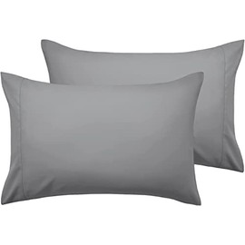 2 Pack 100% Polycotton Housewife Pillowcases, Luxury Ultra-Soft |Envelope Closure| Hotel Quality Plain Pillowcases Pair For Bedroom - 50 X75cm Standard Size Pillow Case Cover (Grey)