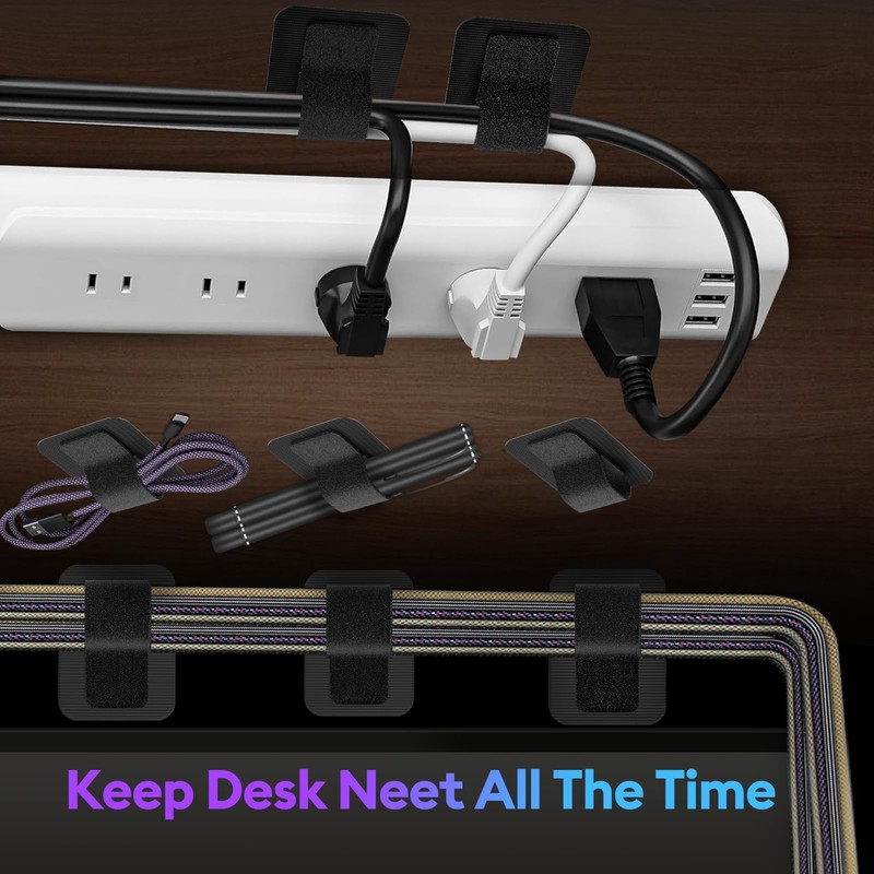 Cable Management Under Desk, 【Hold 15 Cord】【Ultra Adhesion】 Hook and