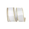 Reliant Ribbon Satin Value Metallic Wired Edge, White/Gold, 1-1/2 Inch,
