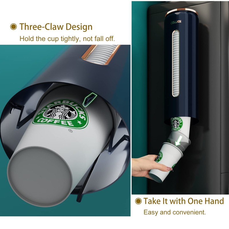 JEEZAO Cup Dispenser Wall Mounted,Water Cup Holder Dustproof Plastic for