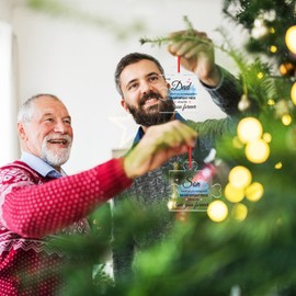 GROWTHMAGIC Dad Christmas Ornament 2024-3.5" Acrylic Puzzle Christmas Keepsake Gifts for Dad Stepfather Grandpa Gifts for Granddad from Daughter Son