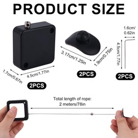 BOXOB 2pcs Retractable Remote Control Tether Locks, 6.56ft Adjustable Security Control Leash for TV Remotes Gaming Controllers, Perfect for Showroom Office Home