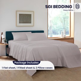 SGI 1200 Thread Count Supima Cotton Full Sheet Set – Ultra Soft, Cooling & Deep Pocket 18” Fitted, Breathable & Durable 4-Piece Bedding Set for Luxury Hotel Quality Comfort -Light Gray
