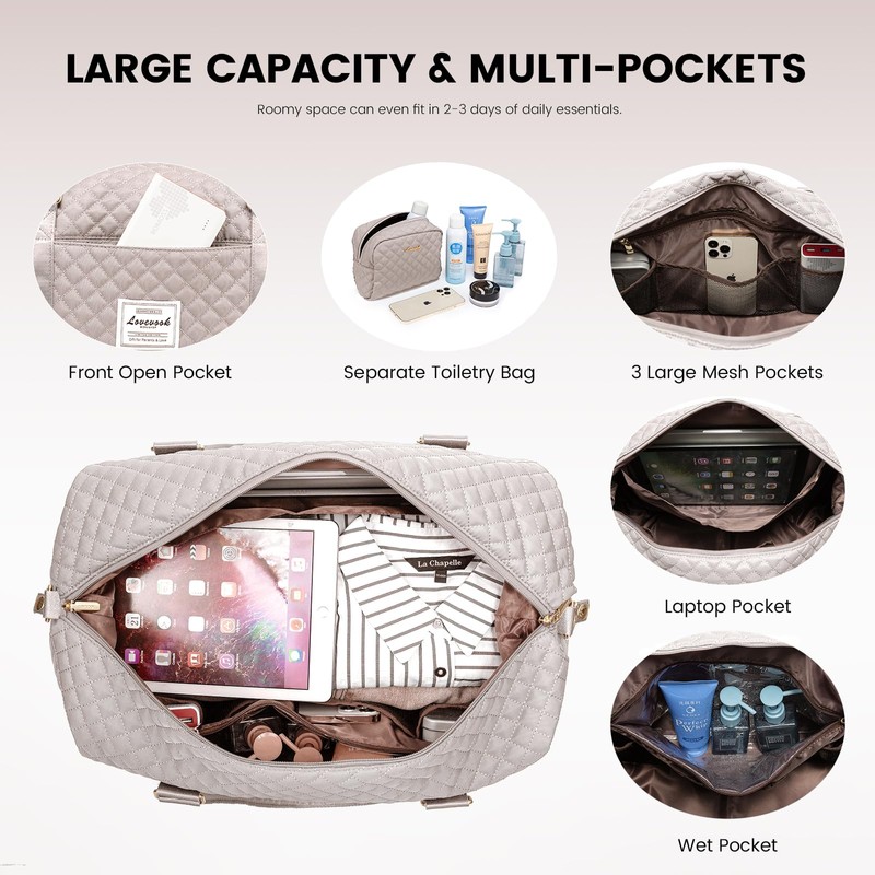 LOVEVOOK Women's Large Travel Bag with Shoe Compartment and Wet