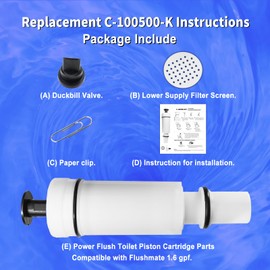 XJJ 1Pcs C-100500-K Power Flush Toilet Replacement Part. Compatible with Flushmate 500, 501, 501A, 501B, 503, 504 Series Pressure Assist Tank