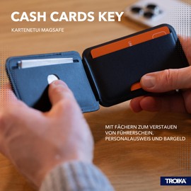TROIKA MagSafe Cash Cards Key Card Holder - For 2-5 Cards - Magnetic Attachment to Smartphone, Stand Functions for Smartphones - Black Original, black