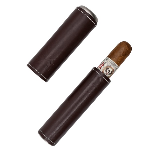 Envoy Single Leather Cigar Case, Cognac
