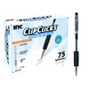 Inc, Clip Clicks 75 Count Retractable Black Ballpoint Pens Medium