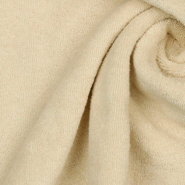 Stretch Cotton Terry Towelling Fabric Material - Sand, 1Mtr -