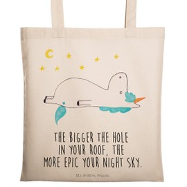 Mr. & Mrs. Panda Shopping Bag, Jute Bag, Tote Bag, Unicorn Starry Sky with Saying – Transparent