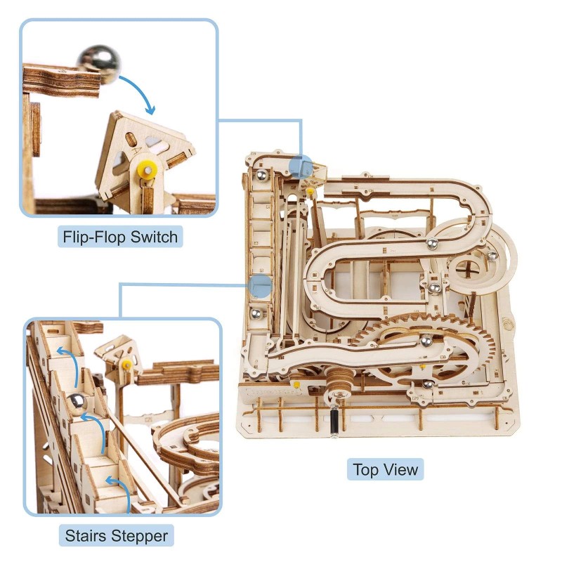 ROKR 254Pcs Marble Run 3D Wooden Puzzle With Waterwheel And