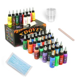 XDOVET Airbrush Paint 38 Colors Airbrush Paint Set (30 ml/1 oz) with 2 Thinner Ready to Spray Opaque Neon Colors Water-Based Premium Acrylic Airbrush Paint Kit for Beginners Hobbyist and Artists