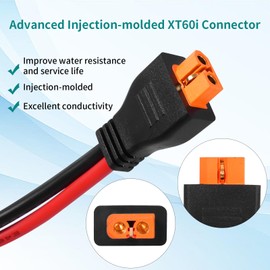 10AWG XT60i to O Ring Terminal Connector Cable – 10FT Heavy Duty Tinned Copper Wire XT60i Power Extension Wire for Battery Connection, Solar Panel, Inverter