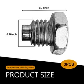 Shakas 3 PCS Floor Jack Handle Bolt, 3 Ton 4 Ton Horizontal Top Pressure Rod Fixed Screw, M12 x 1.75 Rust-proof Reclining Roof Handle Repair Accessories, for Cars Floor Jack Tiny Spare Parts (Silver)