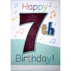 Happy 7th Birthday - Colourful Open 7th Birthday Card