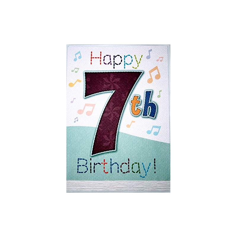 Happy 7th Birthday - Colourful Open 7th Birthday Card