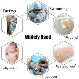 100 Stück Wasserdicht Transparent Bandage,BetterJonny 5-Größen Tattoo Folie Heilung Duschpflaster Wasserfest Transparenter Folienverband Transparent Bandage PU Tape zum Sport Dusche Antiallergisch