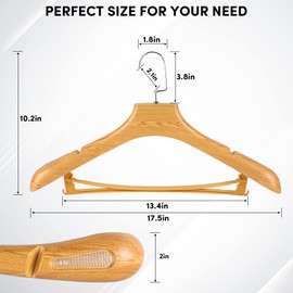DEDU Plastic Extra Wide Shoulder Suit Hangers for men 20 Pack Width 17.5", Sweater Hangers No Shoulder Bump Non Slip for Thick Sweaters, Clothes Hangers with Pants Bar 360° Swivel Metal Hook (Natural)