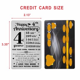 Richesele 4th Anniversary Card - Happy 4 Year Wedding Anniversary Wallet Card - 4 Years Anniversary Decorations Gifts for Husband Wife Him Her