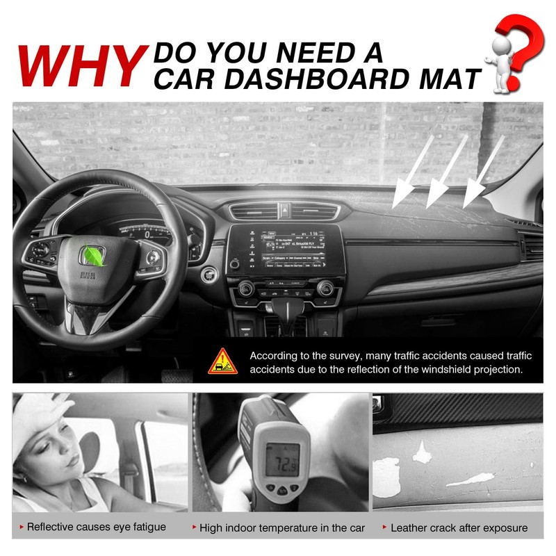 Cartist Suede Dash Mat Cover for Honda CR-V CRV 2017-2022