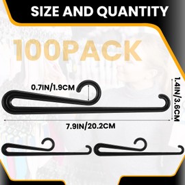 DoubleFill 100 Pcs Plastic Scarf Hanger with Curved Bar 7.9" Scarf Display Hooks Hangers Retail Scarf Hanger Black Short Neck Hangers for Boutiques Shops and Vendor Shows Scarf Tights Leggings