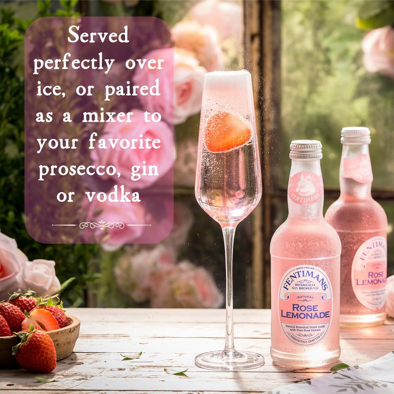 Fentimans Sparkling Rose Lemonade - Sparkling Pink Lemonade with Natural