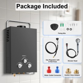 Amzgachfktch 6L 1.58 GPM Portable Gas Water Heater with Handle,Outdoor Tankless Water Heater