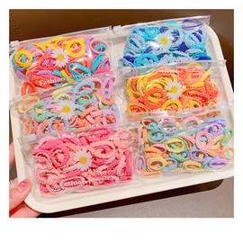 Akkerds Children's Hair Tie, 0.8 inch (2 cm), 50 Pcs, Thin Bristles, For Babies, Children, Painless, Colorful, Decorationless, Cute, Nursery, Kindergarten