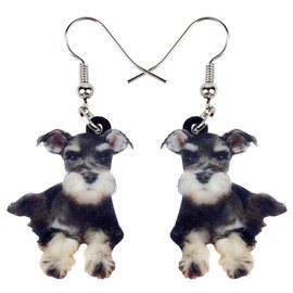 DUOWEI Cute Acrylic Schnauzer Earrings Pets Dangle Jewelry for Women Dog Lovers Fancy Gifts (Black)