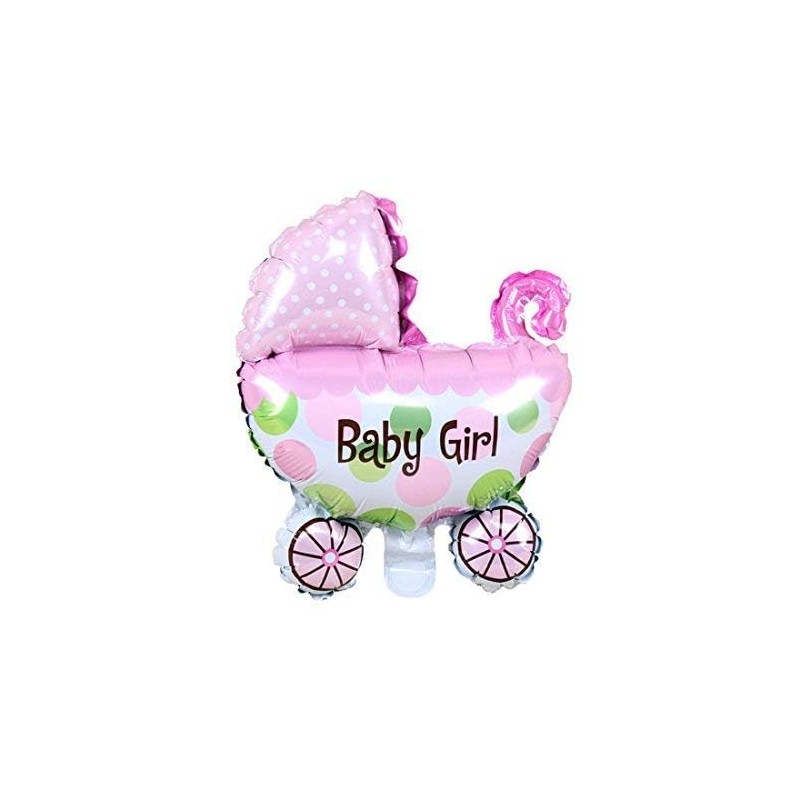 TRIXES 5PC Baby Shower Foil Balloons Decoration Pink Pram Rocking
