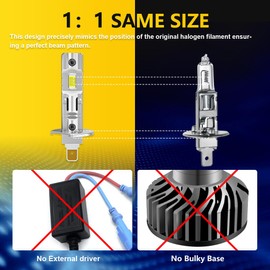 NOVCAPAR H1 led bulbs for projector,1:1 Mini Size Plug and Play,Hi and Low Beam,Fanless Fog Light Bulb,24000LM +600% Brightness,6500K Cool White,Fog Light Bulbs,Pack of 2
