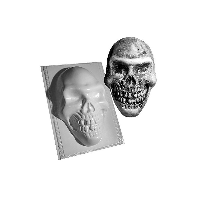 dennycraftmoulds.co.uk LARGE FLAT BACKED SKULL CONCRETE MOULD GARDEN MOLD