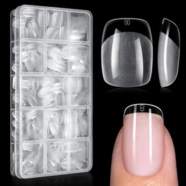 AILLSA Short Square Nail Tips, Fake Thickened Half Matte Nails Tips, Pre-shaped Press on False Nail Tip for Nail Salon 450PCS 15 Sizes with Storage Box