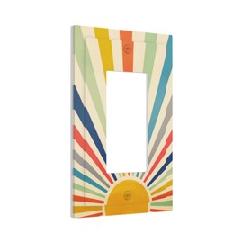 Middle Mid Century 60s 70s Boho Hippie Abstract Sun Art 1 Gang Single Decorator/Rocker Wall Plate Light Switches GFCI Electrical Device Face Switchplate Plug Cover for Dimmers, Receptacle, USB Outlet