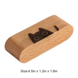 YOYAI Natural Wooden Name Card Holder Wood Business Card Holder Office Desktop Card Display Stands Cat Dog Engraved Cute